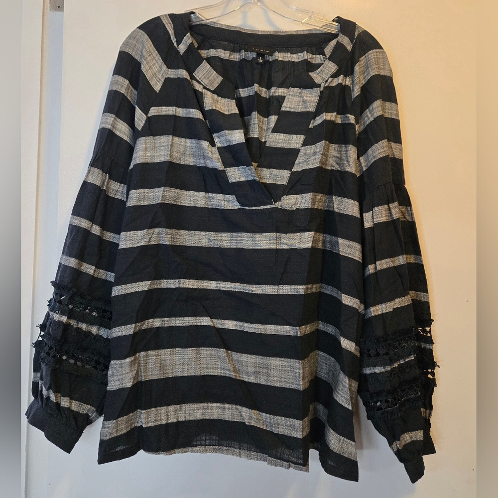 Who What Wear Striped Balloon Sleeve Blouse